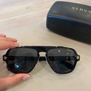 Versace VE2199 Black and Gold Polarized Sunglasses